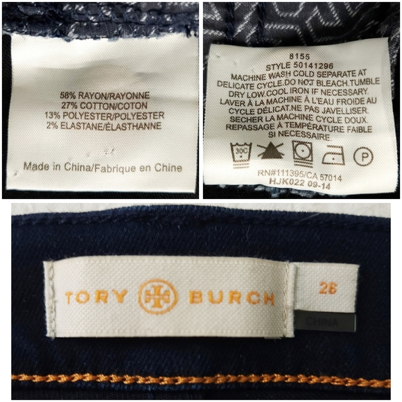 Tory Burch Dark Blue Stretch Bootcut Jeans, Excellent Condition, Size 26 - Picture 13 of 16